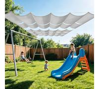 Rétractable Vague Toile 130 x 1650 cm Protection UV, Anti-Déchirure, Coupe-Vent, Imperméable Parasol avec Cordes pour Jardin, Terrasse, Gris Clair