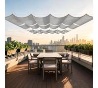 Rétractable Vague Toile 280 x 525 cm Protection UV, Anti-Déchirure, Coupe-Vent, Imperméable Filet Ombrage Pergola avec Cordes pour Jardin, Terrasse, Gris Clair