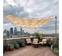 Rétractable Vague Toile 280 x 525 cm Protection UV, Anti-Déchirure, Coupe-Vent, Imperméable Voile d'ombrage pour Piscine Hors Sol avec Cordes pour Jardin, Terrasse, Couleur Crème