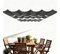 Rétractable Vague Toile 50 x 650 cm Protection UV, Anti-Déchirure, Coupe-Vent, Imperméable Voile d'ombrage Rectangulaire avec Cordes pour Jardin, Terrasse, Gris Foncé