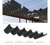 Rétractable Vague Toile D'ombrage 0.8x4M Rectangulaire Imperméable Voile Ombrage Filet D'ombrage Bâche Ombrage Protection UV Solaire pour Jardins Balcons Terrasse Pergola Gris foncé