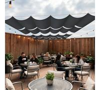 Rétractable Vague Toile d'ombrage 130 x 200 cm Protection UV, Anti-Déchirure, Coupe-Vent, Imperméable Voiles d'ombrage Rétractable avec Cordes pour Terrasse Jardin, Gris Foncé