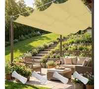 Rétractable Vague Toile d'ombrage 160 x 850 cm Imperméable Respirante Toile Tendue 180G M² avec Œillets D et Cordes Voile d'ombrage Imperméable pour Patio Extérieur Jardin, Jaune Sable