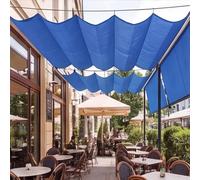 Rétractable Vague Toile d'ombrage 220 x 510 cm Multi Couleur et Taille Pare-Soleil Ondulé en Forme Protection Protection UV IN ordes de Fixation pour Terrasse, Bleu Foncé