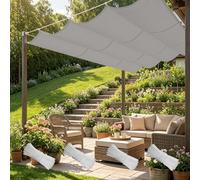Rétractable Vague Toile d'ombrage 240 x 250 cm Imperméable Respirante Toile Tendue 180G M² avec Œillets D et Cordes Voile d'ombrage Imperméable pour Patio Extérieur Jardin, Gris Clair