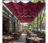 Rétractable Vague Toile d'ombrage 275 x 365 cm avec Oeillets et Cordons Voile d'ombrage Rétractable à Vagues Protection UV pour Patio Terrasse Extérieur, Vin Rouge