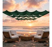 Rétractable Vague Toile d'ombrage 300 x 500 cm Protection UV, Anti-Déchirure, Coupe-Vent, Imperméable Store Pare-Soleil Étanche avec Cordes pour Jardin, Terrasse, Vert Foncé