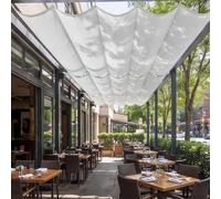 Rétractable Vague Toile d'ombrage 365 x 750 cm avec Oeillets et Cordons Voile d'ombrage Rétractable à Vagues Protection UV pour Patio Terrasse Extérieur, Blanc