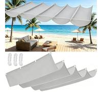 Rétractable Vague Toile d'ombrage 70 x 475 cm Rectangulaire Imperméable UV Protection Toiles D'Ombrages avec Oeillets et Cordons pour Patio Jardin Terrasse, Gris Clair