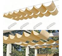 Rétractable Vague Toile D'ombrage Rectangulaire Imperméable Voile Ombrage Filet D'ombrage Bâche Ombrage Protection UV Solaire pour Jardins Balcons Terrasse Pergola 3x4M Sable