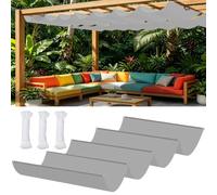 Rétractable Vague Toile-Ombrage 1.2 x 7 m Imperméable, Protection UV, Protection Solaire, Indéchirable, Pergola de Rechange avec Œillets et Corde, pour Patio Extérieur, Gris Clair