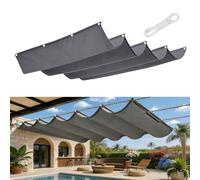 Rétractable Vague Voile d'ombrage 0.7 x 5.6 m Rectangulaire Imperméable Anti-UV et Indéchirable Contre Le Vent Toile d'ombrage Voile Ombrage pour Patio Jardin Terrasse, Gris Foncé