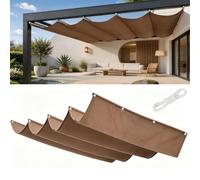 Rétractable Vague Voile-D'Ombrage 0.7 x 8 m Rectangulaire Imperméable Anti-UV et Indéchirable Contre Le Vent Toile Ombrage Exterieur pour Patio Jardin Terrasse, Brun