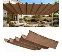 Rétractable Vague Voile d'ombrage 12.5 x 13.5 m Rectangulaire Imperméable Anti-UV et Indéchirable Contre Le Vent Voiles Ombrages Rectangulaire pour Patio Jardin Terrasse, Brun