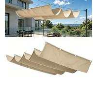 Rétractable Vague Voile-D'Ombrage 12.5 x 13.5 m Rectangulaire Imperméable Anti-UV et Indéchirable Contre Le Vent Voile D’Ombrage Rectangulaire pour Patio Jardin Terrasse, Kaki