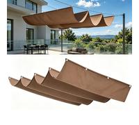 Rétractable Vague Voile d'ombrage 12.5 x 13.5 m Rectangulaire Imperméable Anti-UV et Indéchirable Contre Le Vent Toile d'ombrage Voile Ombrage pour Patio Jardin Terrasse, Brun