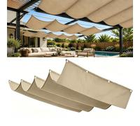 Rétractable Vague Voile-D'Ombrage 12.5 x 13.5 m Rectangulaire Imperméable Anti-UV et Indéchirable Contre Le Vent Rétractable Voile Ombrage Vague pour Patio Jardin Terrasse, Kaki