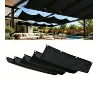 Rétractable Vague Voile d'ombrage 12.5 x 13.5 m Rectangulaire Imperméable Anti-UV et Indéchirable Contre Le Vent Toile Ombrage Toile Pergola pour Patio Jardin Terrasse, Noir