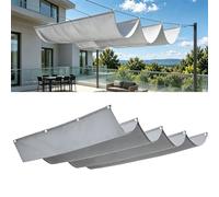 Rétractable Vague Voile-D'Ombrage 12.5 x 13.5 m Rectangulaire Imperméable Anti-UV et Indéchirable Contre Le Vent Rétractable Voile Ombrage Vague pour Patio Jardin Terrasse, Gris Clair