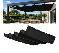 Rétractable Vague Voile-D'Ombrage 12.5 x 13.5 m Rectangulaire Imperméable Anti-UV et Indéchirable Contre Le Vent Toile Ombrage Toile Pergola pour Patio Jardin Terrasse, Noir