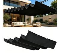 Rétractable Vague Voile d'ombrage 1250 x 1350 cm Rectangulaire Imperméable Anti-UV et Indéchirable Contre Le Vent Toile d'ombrage Ajourée pour Patio Jardin Terrasse, Noir