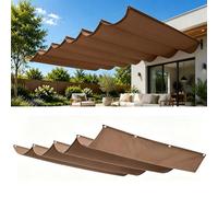 Rétractable Vague Voile-D'Ombrage 1250 x 1350 cm Rectangulaire Imperméable Anti-UV et Indéchirable Contre Le Vent Toile d'ombrage Ajourée pour Patio Jardin Terrasse, Brun