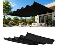 Rétractable Vague Voile-D'Ombrage 1250 x 1350 cm Rectangulaire Imperméable Anti-UV et Indéchirable Contre Le Vent Toile Ombrage Exterieur pour Patio Jardin Terrasse, Noir