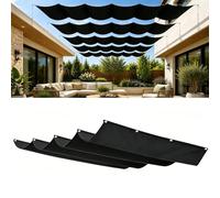 Rétractable Vague Voile d'ombrage 1250 x 1350 cm Rectangulaire Imperméable Anti-UV et Indéchirable Contre Le Vent Toile Ombrage Extérieur pour Patio Jardin Terrasse, Noir