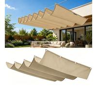 Rétractable Vague Voile-D'Ombrage 1250 x 1350 cm Rectangulaire Imperméable Anti-UV et Indéchirable Contre Le Vent Voile d'ombrage Imperméable pour Patio Jardin Terrasse, Kaki