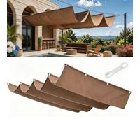 Rétractable Vague Voile d'ombrage 2.2 x 3.9 m Rectangulaire Imperméable Anti-UV et Indéchirable Contre Le Vent Rétractable Voile Ombrage Vague pour Patio Jardin Terrasse, Brun