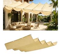 Rétractable Vague Voile d'ombrage 2.8 x 5.9 m Rectangulaire Imperméable Anti-UV et Indéchirable Contre Le Vent Toile Ombrage Imperméable pour Patio Jardin Terrasse, Jaune Sable