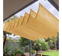 Rétractable Vague Voile d'ombrage 4.6 x 7.8 m avec Oeillets et Cordons Voile d'ombrage Rétractable à Vagues Protection UV IN ordes de Fixation pour Terrasse, Jaune Sable