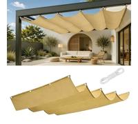 Rétractable Vague Voile-D'Ombrage 5.2 x 8 m Protection UV 98% PES Résistant à l'eau Durable Résistant et Respirant Toile d'ombrage Ajourée pour Patio Jardin Terrasse, Jaune Sable
