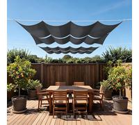 Rétractable Vague Voile d'ombrage 60 x 250 cm Protection UV, Anti-Déchirure, Coupe-Vent, Imperméable Voile Ombrage Rectangulaire avec Cordes pour Terrasse Jardin, Gris Foncé