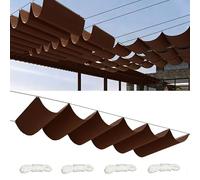 Rétractable Vague Voile Ombrage 3.8x4M Rectangulaire Imperméable Toile D'ombrage Filet D'ombrage Bâche Ombrage Protection UV Solaire pour Jardins Balcons Terrasse Pergola Brun