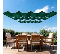 Rétractable Vague Voile Ombrage 300 x 500 cm Protection UV, Anti-Déchirure, Coupe-Vent, Imperméable Toile Ombrage avec Cordes pour Terrasse Jardin, Vert Foncé