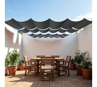 Rétractable Vague Voile Ombrage 60 x 250 cm Protection UV, Anti-Déchirure, Coupe-Vent, Imperméable Sunsail Rectangulaire avec Cordes pour Terrasse Jardin, Gris Foncé