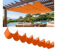 Rétractable Voile Ombrage Vague 1.2 x 3.5 m Protection 95% UV Vague Voile d'ombrage avec Oeillets et Cordons Auvent pour Être Applicable, Balcon et Pergola, Orange
