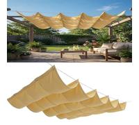Rétractable Voile Ombrage Vague 1.2 x 7 m Réglable Voile d'ombrage Rétractable Coulissante HDPE/Polyester Auvent pour Être Applicable, Balcon et Pergola, Jaune Sable