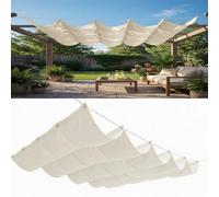 Rétractable Voile Ombrage Vague 1.2 x 7 m Réglable Voile d'ombrage Rétractable Coulissante HDPE/Polyester Auvent pour Être Applicable, Balcon et Pergola, Blanc cassé