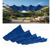 Rétractable Voile Ombrage Vague 1.5 x 7 m Réglable Voile d'ombrage Rétractable Coulissante HDPE/Polyester Auvent pour Être Applicable, Balcon et Pergola, Bleu Foncé
