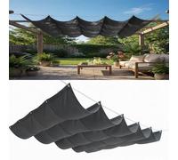 Rétractable Voile Ombrage Vague 1.8 x 7 m Réglable Voile d'ombrage Rétractable Coulissante HDPE/Polyester Auvent pour Être Applicable, Balcon et Pergola, Gris Foncé