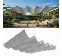 Rétractable Voile Ombrage Vague 1 x 7 m Réglable Voile d'ombrage Rétractable Coulissante HDPE/Polyester Auvent pour Être Applicable, Balcon et Pergola, Gris Clair