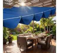 Rétractable Voile Ombrage Vague 2.5 x 8.5 m Réglable Vague Voile d'ombrage Protection Solaire Ombrage pour en Plein Air, Jardin, Terrasse, Bleu Foncé