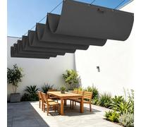 Rétractable Voiles d'ombrage 200 x 800 cm Toile Imperméable Rectangulaire Imperméable Multi Couleur Taille Toiles pour Patio Jardin Terrasse Extérieur, Sable, Gris Foncé
