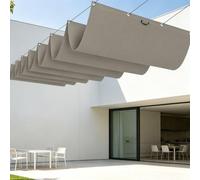 Rétractable Voiles d'ombrage 350 x 320 cm avec Protection UV Toile d'ombrage Protection Solaire avec Oeillets et Cordons pour Patio Jardin Terrasse Extérieur Balcon, Taupe