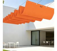 Rétractable Voiles d'ombrage 350 x 460 cm avec Protection UV Toile d'ombrage Protection Solaire avec Oeillets et Cordons pour Patio Jardin Terrasse Extérieur Balcon, Orange