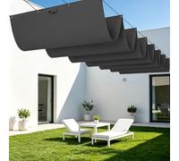 Rétractable Voiles d'ombrage 400 x 810 cm Résistant à l'eau Voiles d'ombrage avec Œillets avec Oeillets et Cordons pour Patio Balcon Jardin Terrasse Extérieur, Gris Foncé