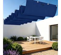 Rétractable Voiles d'ombrage 450 x 400 cm avec Protection UV UV Protection Toile de Jardin Balcon avec Oeillets et Cordons pour Patio Jardin Terrasse Extérieur Balcon, Bleu Foncé