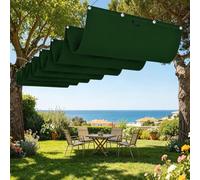 Rétractable Voiles d'ombrage 450 x 400 cm Toile Imperméable Filet Dombrage Rectangle Multi Couleur Taille Toiles pour Patio Balcon Jardin Terrasse Extérieur, Vert Foncé